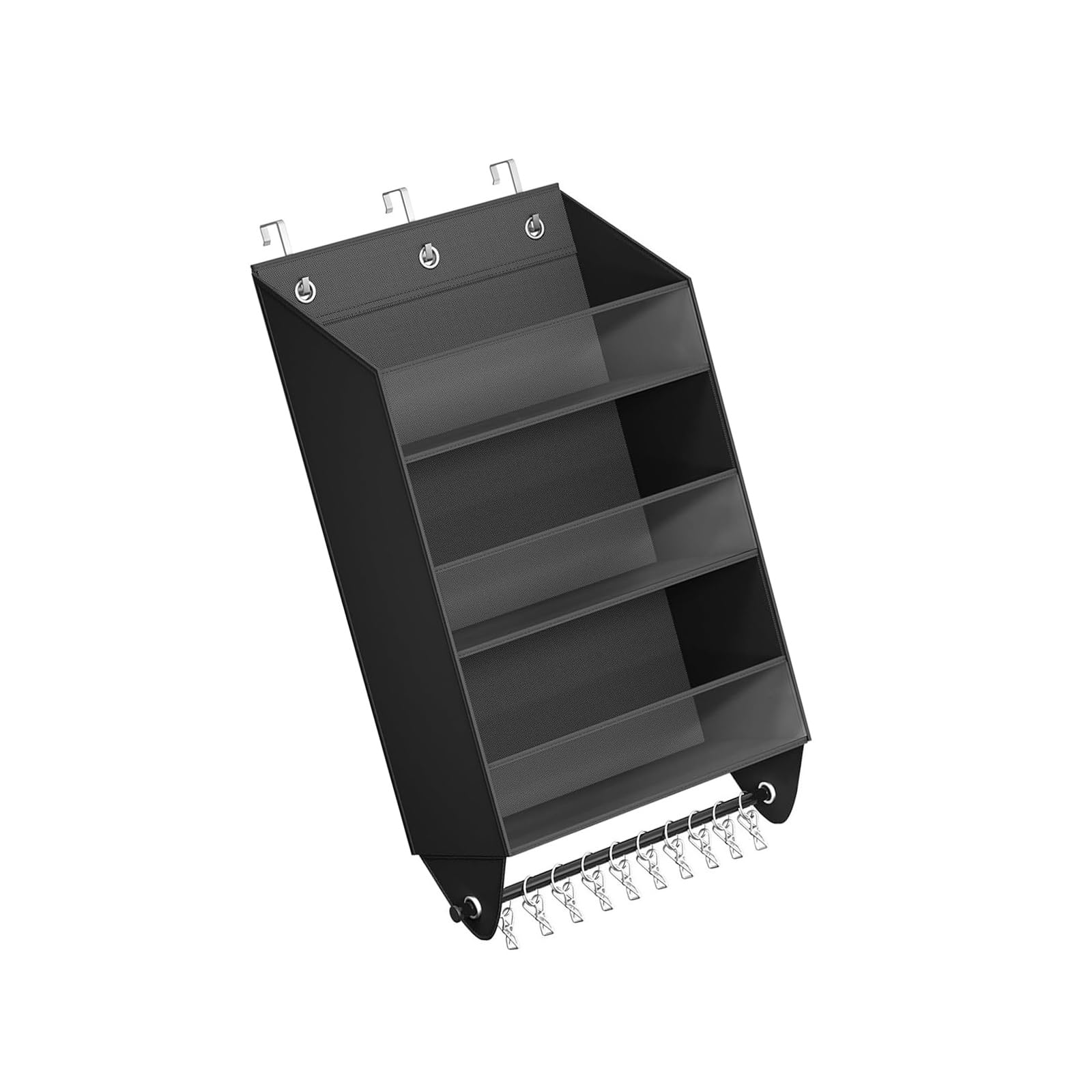 Sbshiouu Space Saving Hanging Closet Solution for Garments Accessories and Books 3 Compartments Design Vertical Toy Storage