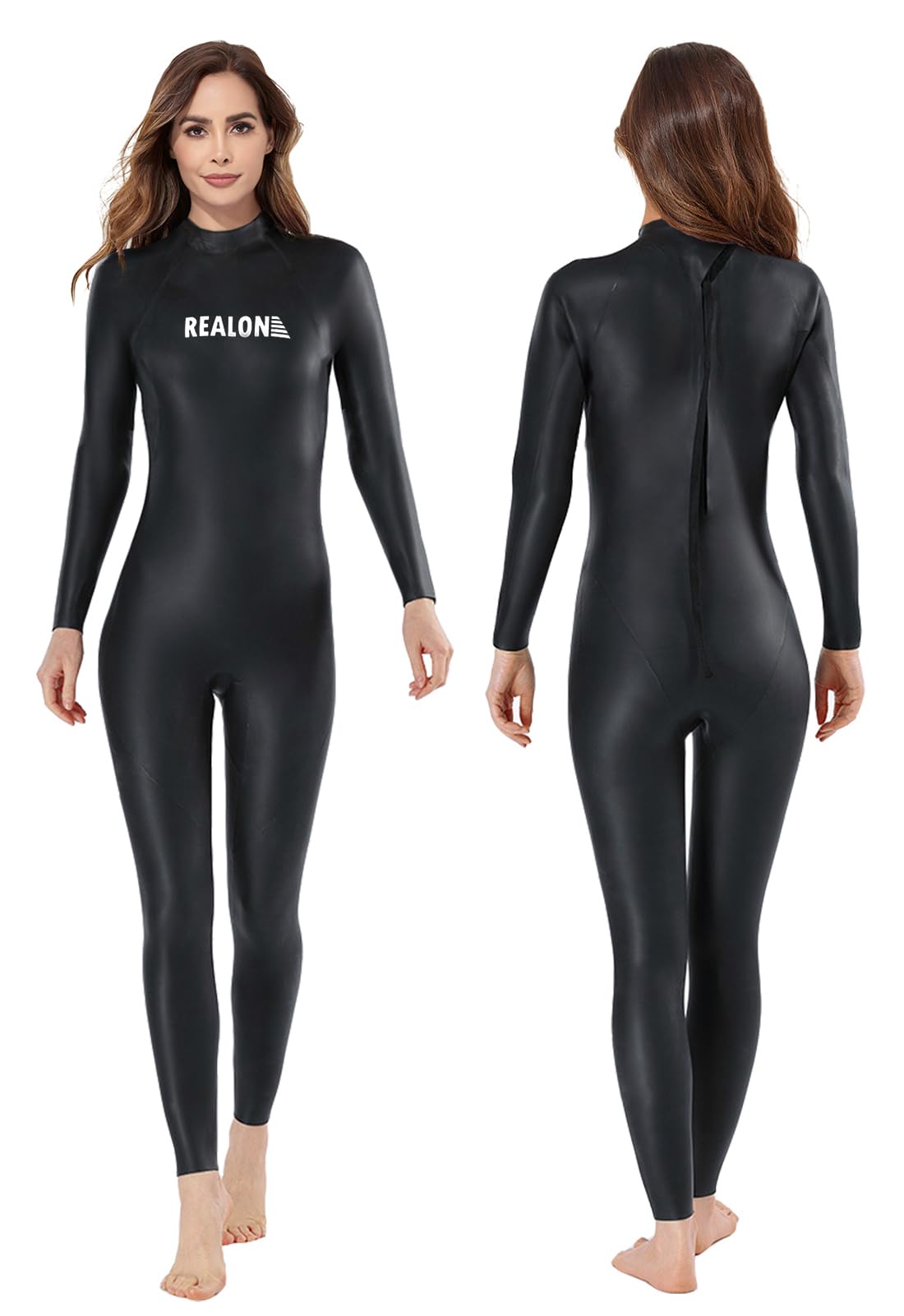 REALONMen Women CR Triathlon Wetsuit 3mm Smoothskin Neoprene Full Wet Suits Back Zipper Cold Water Keep Warm for Surfing Snorkeling Diving Scuba