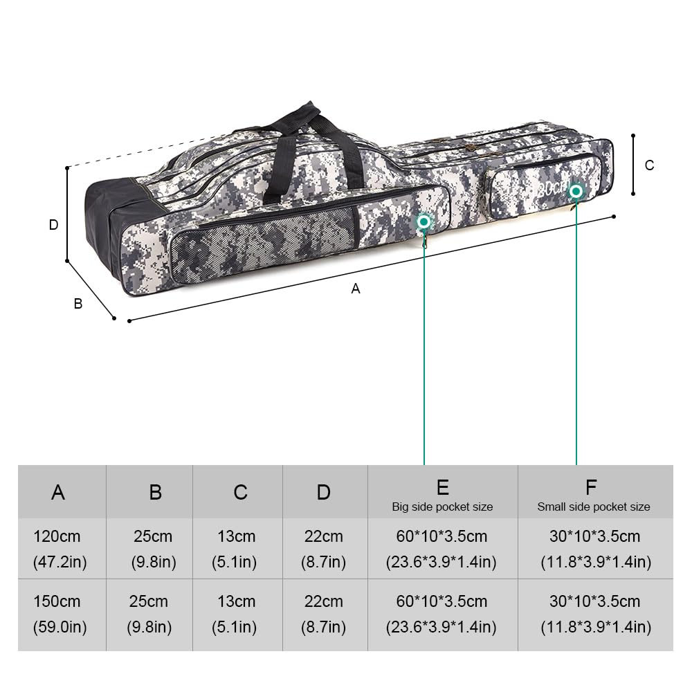 Tbest AngelRutentasche, 3-Lagig, Geräuten Fassungsvermögen, Einfacher Zugriff, Zusätzlicher Stauraum, Langlebig, Tragbar, 120 cm, Stadttarnung, 1050 G (#2)