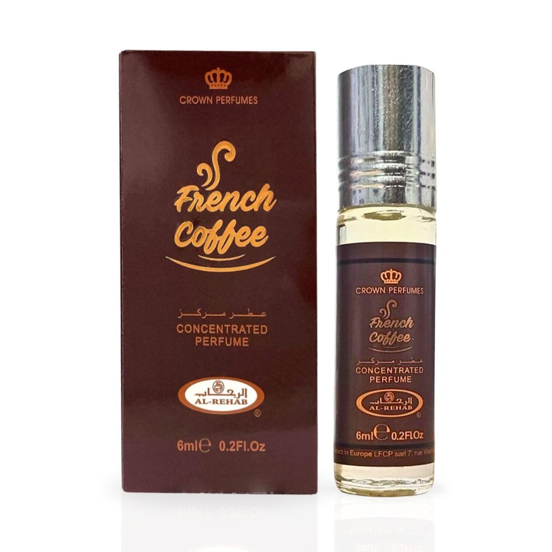Al-Rehab French Coffee Premium Arabian Perfume Oils for Women 6ML (0.2OZ) - Long Lasting Concentrated Perfume Oil with Rich, Alluring Women's Fragrance - Ideal For Daily Wear Or Special Occasions