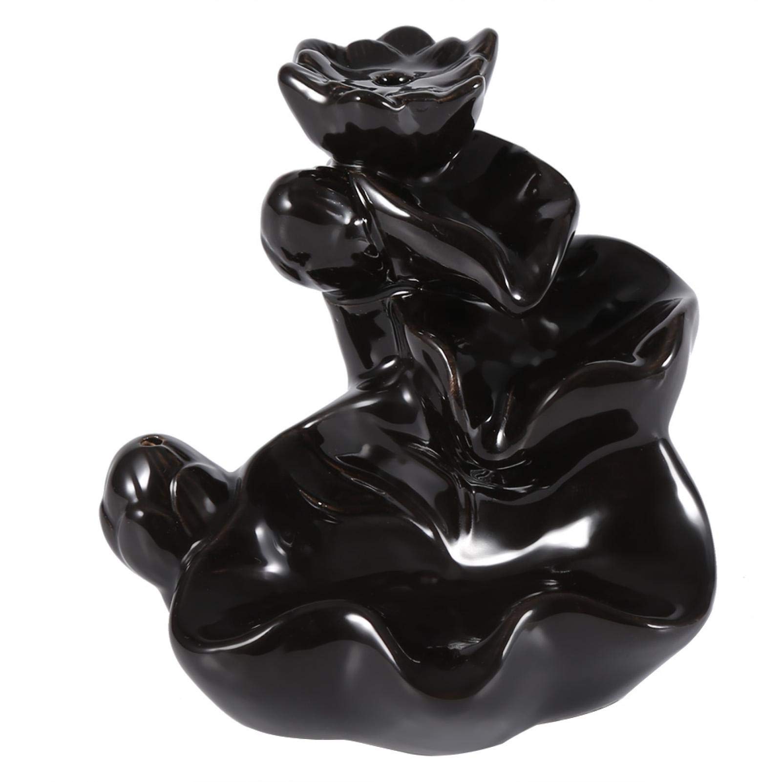 Bruciatore di incenso ornamentale con riflusso a cascata, fatto a mano, in ceramica, con 10 coni, per casa, yoga, ufficio, aromaterapia Secchio Marrone