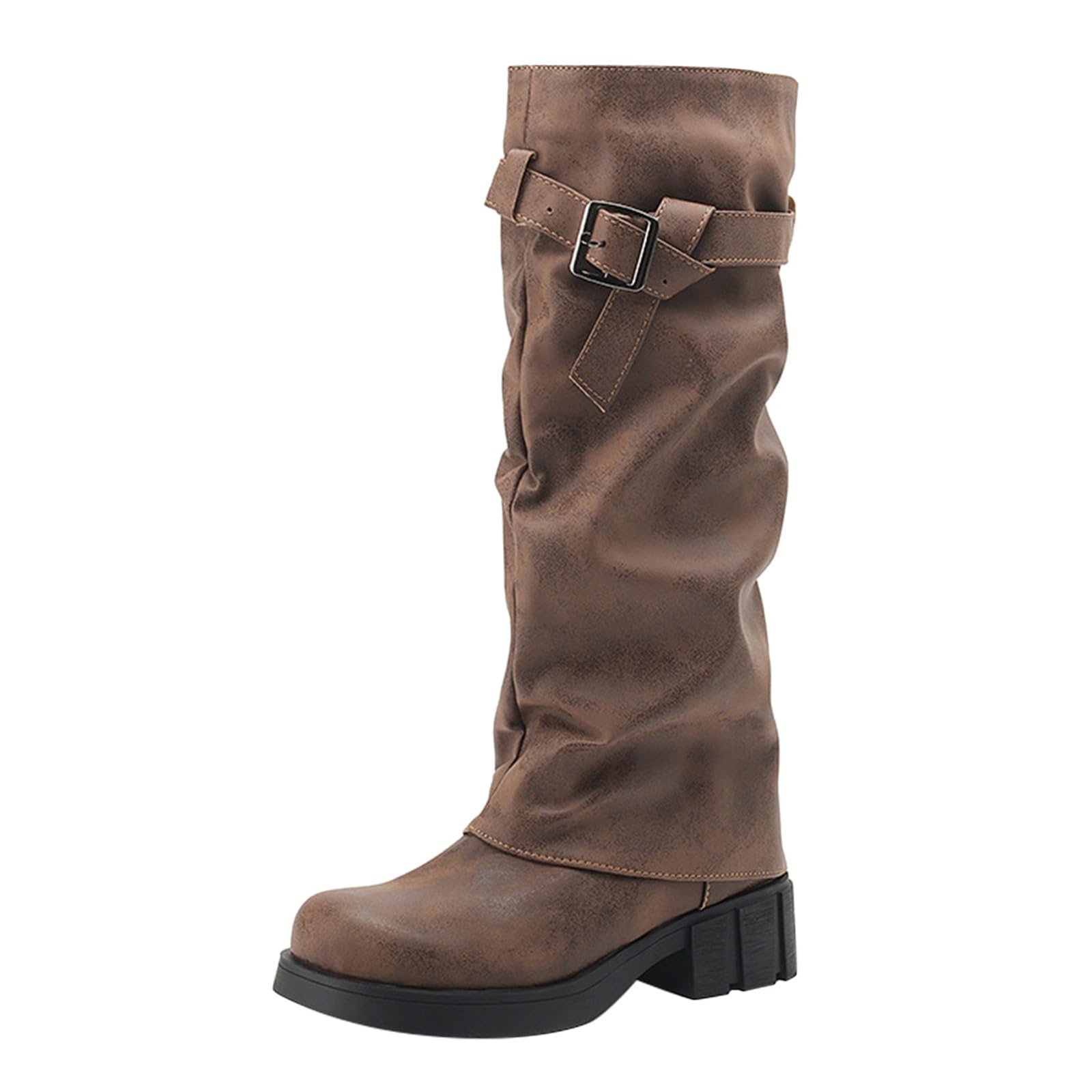 Generisch Stivali western da donna in pelle, stile cowboy, con tacco lungo