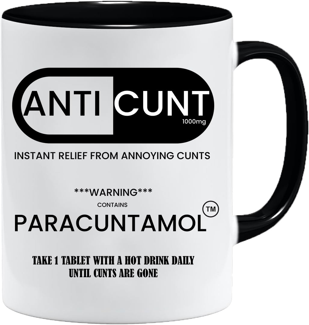 Acen Merchandise Men's Weiß Rude Mug | Funny Coffee Mug | Novelty Gift Mug | Paracuntamol Warning Mug | Instant Relief Mug | Sarcastic Mug Gift | Rude Humorous Mug | Dishwasher And Microwave Safe