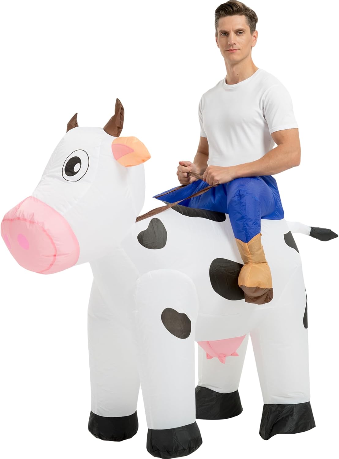 tasanor Inflatable Costume Adult,Blow up Ride On Cow Suit,Halloween Costumes for Men/Women