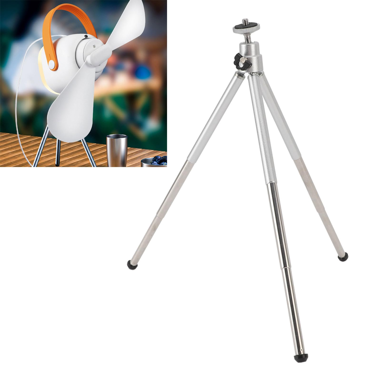 Trípode Luz Ventilador, 15-30Cm 5.91-11.81in Soporte Trípode Aleación Aluminio Flexible con Hilo 6 Mm, Soporte Triangular Vertical Retráctil para Ventilador Campamento