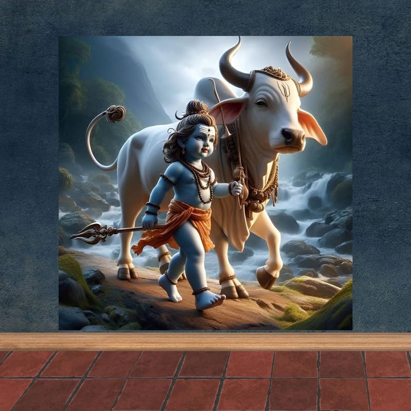 Image of British Terminal Cute little Bal Gopal Baby God Krishna| Kanha Ji | Laddu Lord Makhan Chor Painting Religious Poster for Pregnant Women for wall (matt thin vinyl,sticker,multicolor,unframed)| bj238
