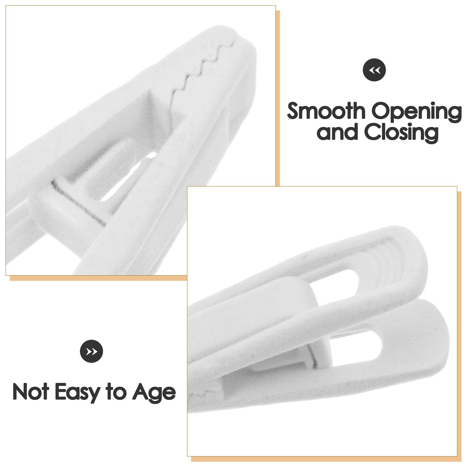 Mollette in Plastica Antivento per Bucato 50 Pezzi, Clip in Velluto Antiscivolo Bianche per Abiti, Pantaloni e Asciugamani, Leggere e Resistenti per Uso Interno ed Esterno
