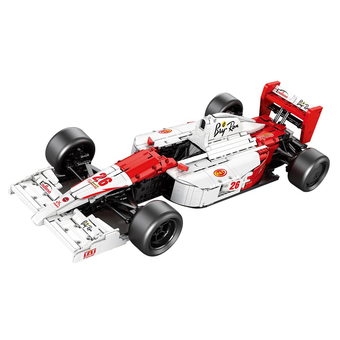 Lunaro Retro Track Racing Car Building Blocks Kit, Technic Supercar Model with Steering & Suspension, Authorized MOC Design, Collectible Construction Gift for Adults & Teens (White/Red)