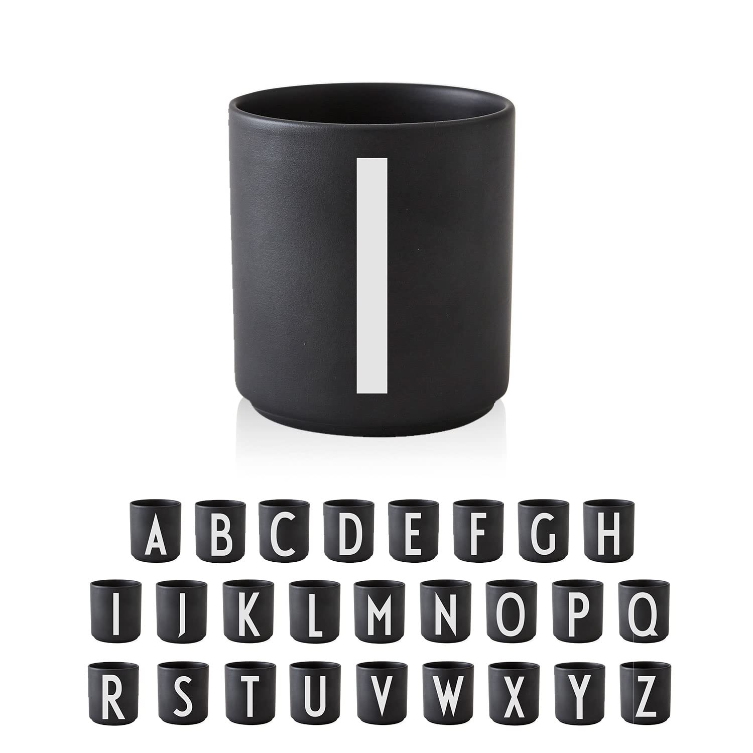 Design Letters Coffee Cup (A-Z) | Gift for Christmas for Men & Women | Porcelain Coffee Mug | Personalised Gift | Initial Mug for Christmas Decorations/Table Decoration | Letter Mug | Black Mug 250 Ml
