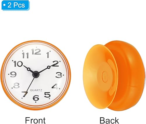 Miniatura 10 de PATIKIL Reloj de ducha impermeable, paquete de 2 mini relojes de pared silenciosos sin tictac con ventosa para baño, cocina, decoración del hogar,