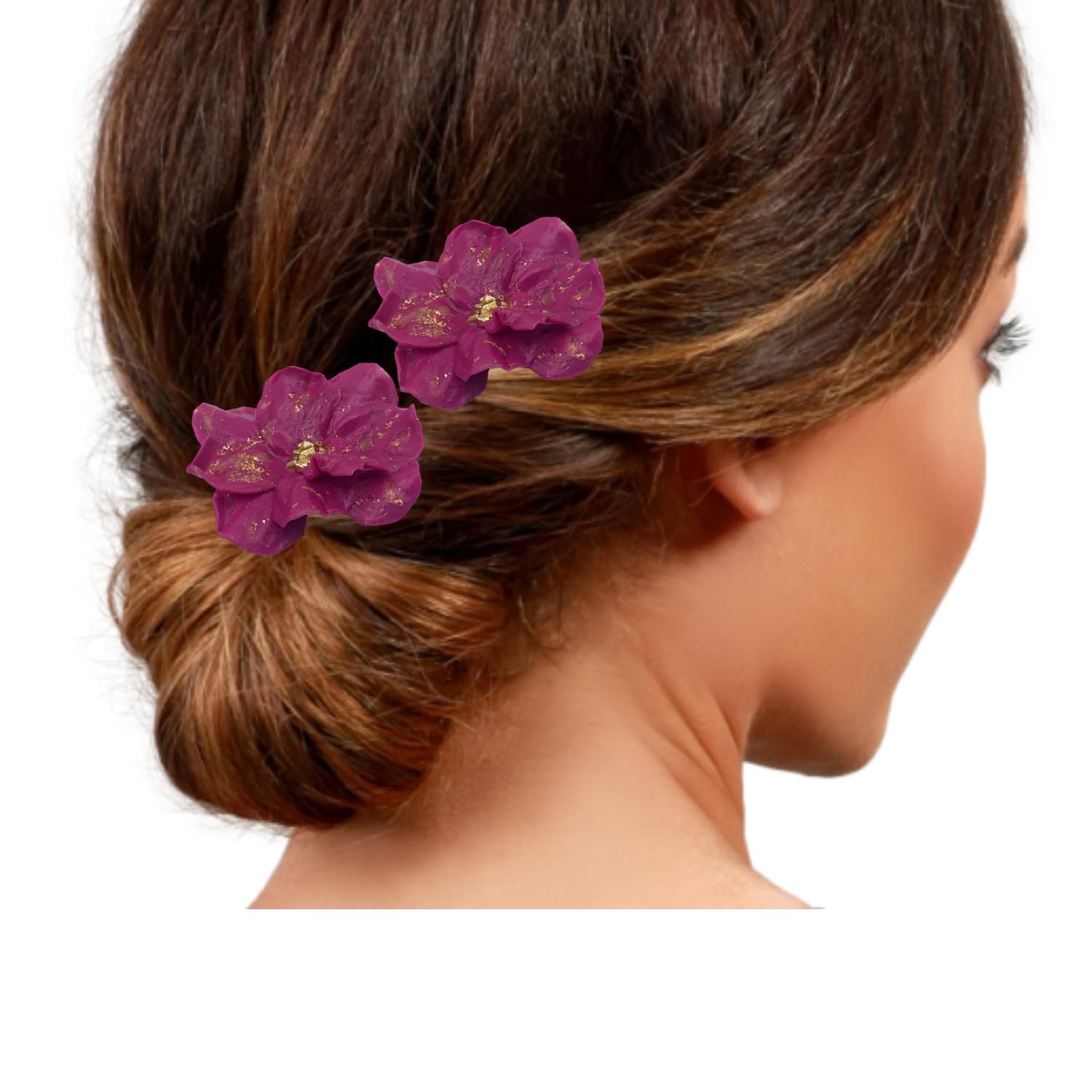 Peinetas Para el Pelo de flor hecha a mano, Tocado de Boda invitada, Adornos Para el Pelo, Peinta Flamenca. 5 CM aprox. (BUGANVILLA)