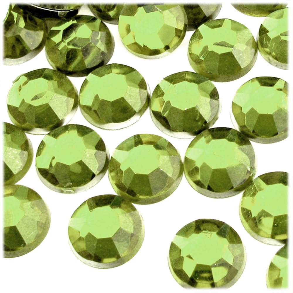 The Crafts Outlet 72pc Rhinestones Round 18mm - Peridot Light Green