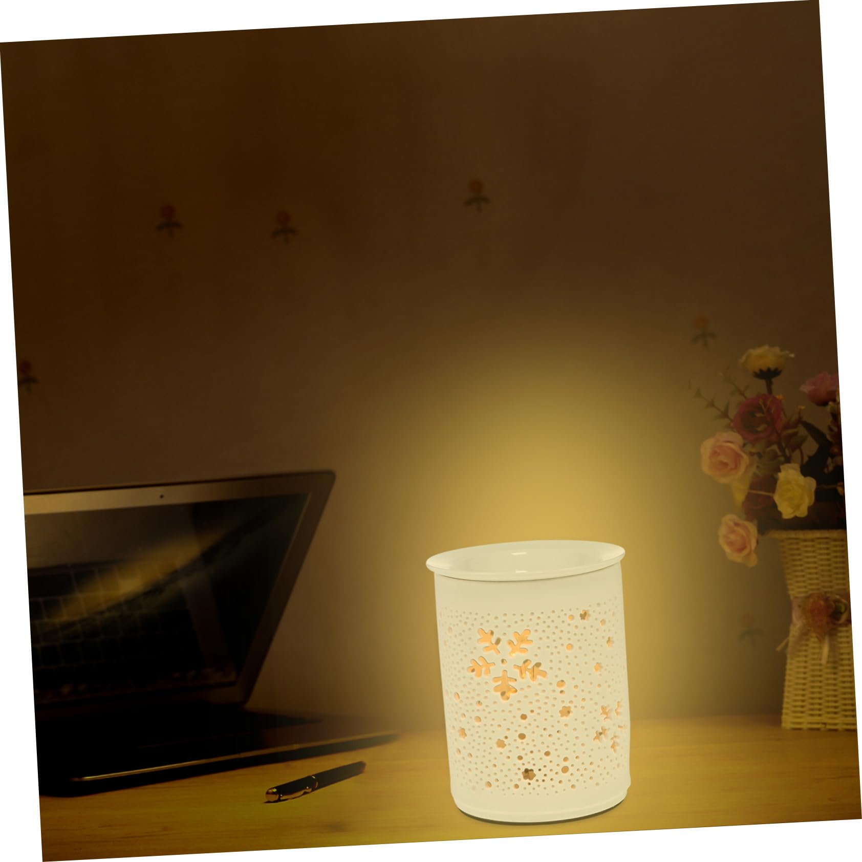 Elektrische Duftlampe aus Keramik mit Runder Form und 25 W Leistung Aromatherapie Brenner für Zuhause zum Entspannen und Dekorieren in Schlaf und Arbeitsräumen