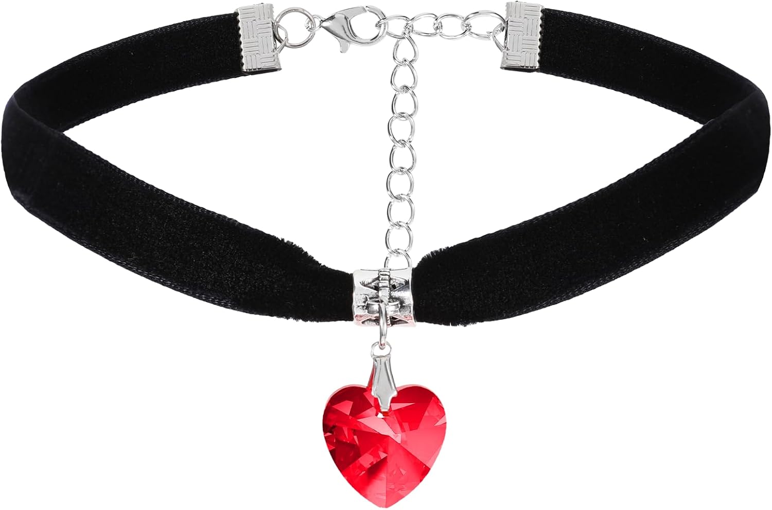 Heart Choker Necklace, Red Choker Necklaces, Velvet Chokers for Women, Red Heart Chokers Jewelry as Costume Party Outfits, Valentine Gift, Christmas Jewelry Gift for Women