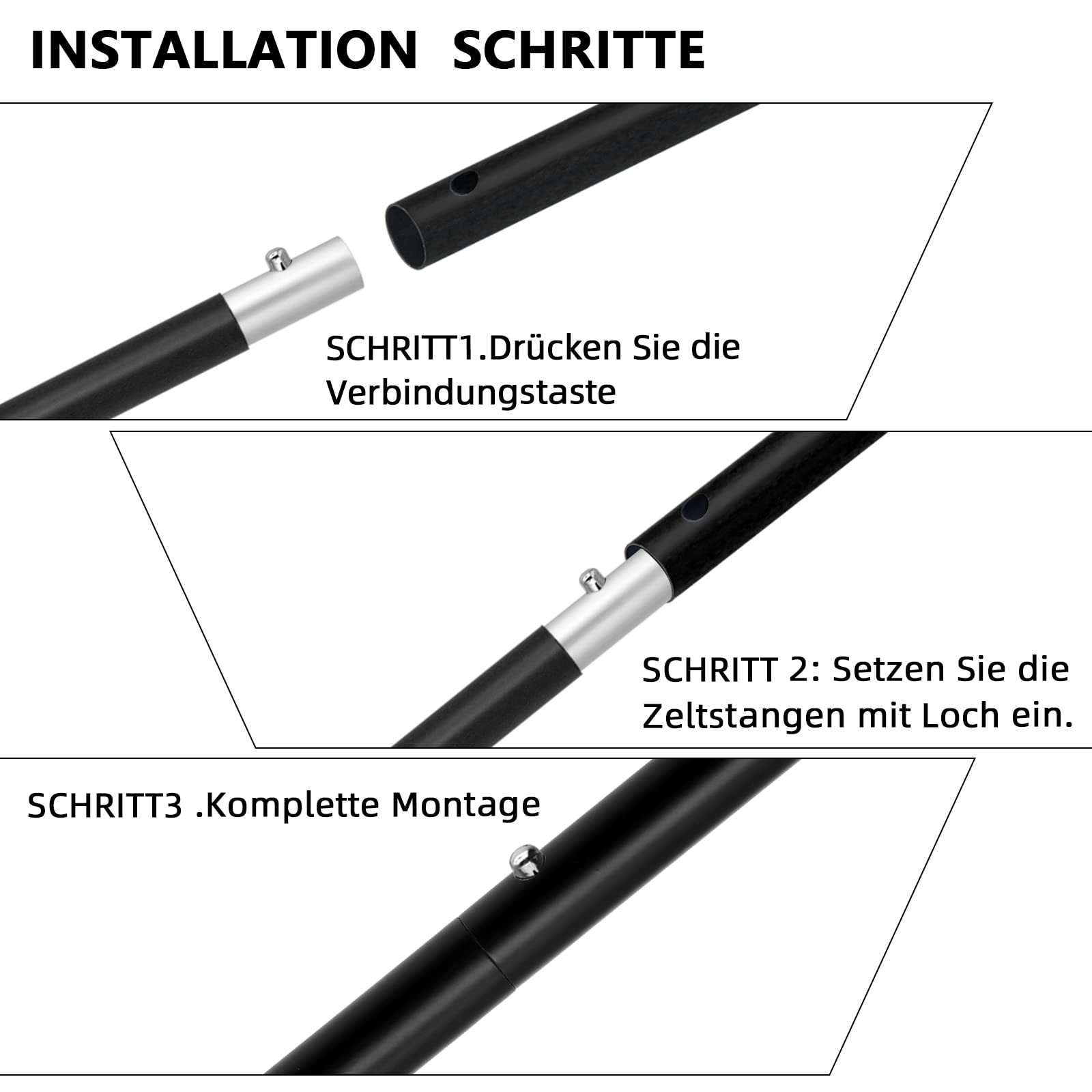 KOMCLUB Zeltstangen Tarpstangen -Teleskopstangen aus Aluminium für Zeltfliegen Tarps, Leichte, Einstellbare Ersatz-Zeltstangen Outdoor-Sport-Camping 1.9m