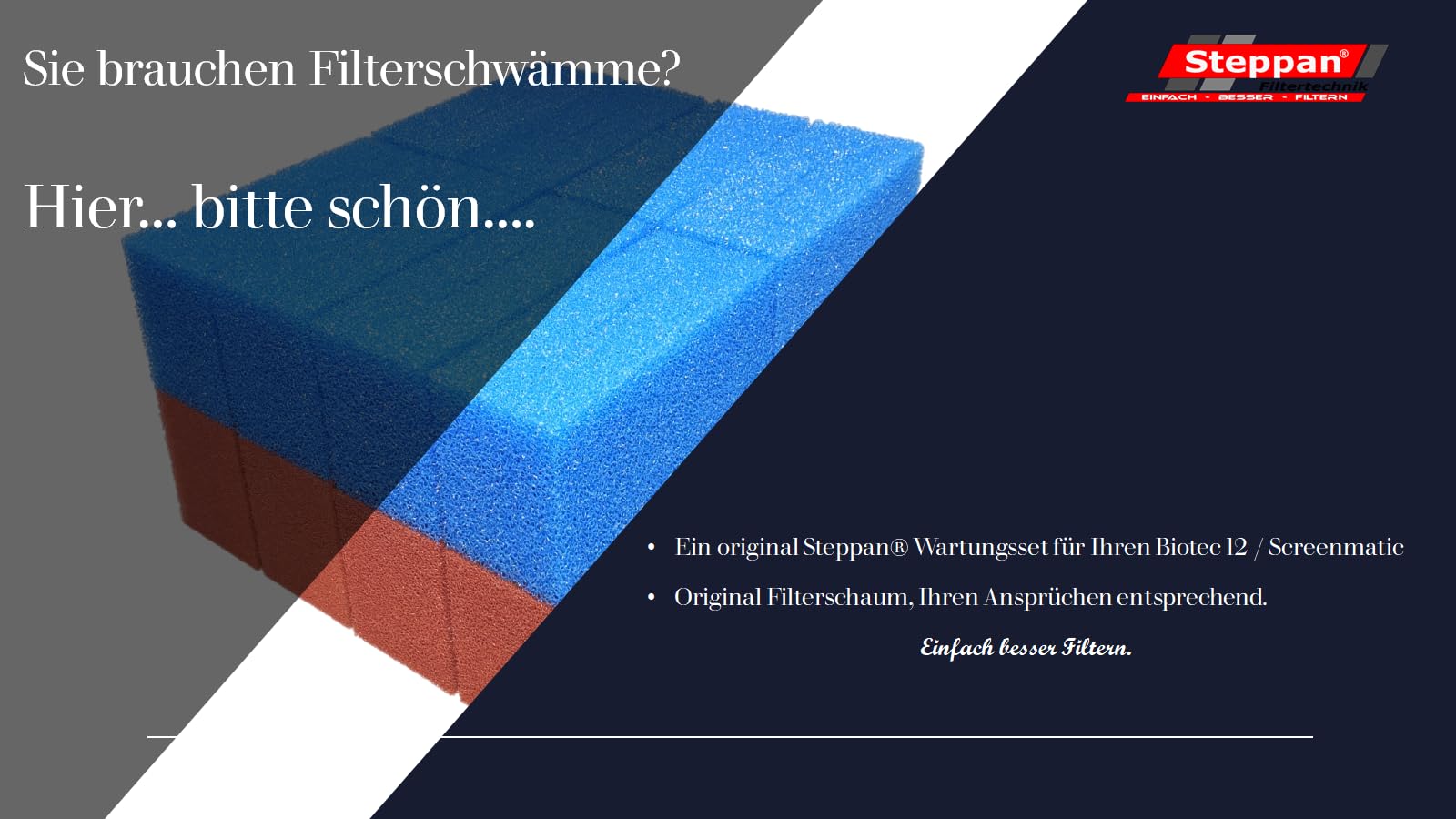 16 Filterschwämme 8 x BLAU und 8 x ROT geschlitzt für Biotec 12 + 12 Screenmatic 21,5 x 10 x 9 cm BLAU Grob = PPI 10 ROT Fein = PPI 30