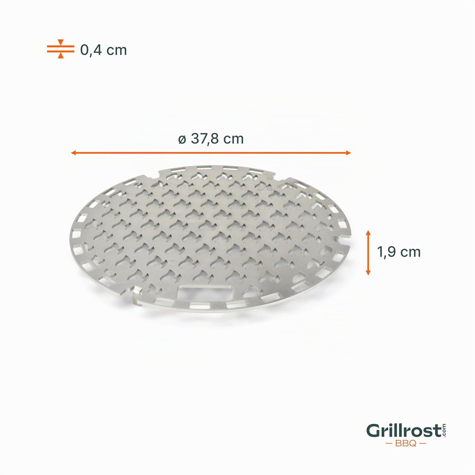 Insert de Gril en Acier Inoxydable pour Le Gril à Plaque de feu Grillrost.COM avec Trou de feu de 35cm avec brûlage des Flammes