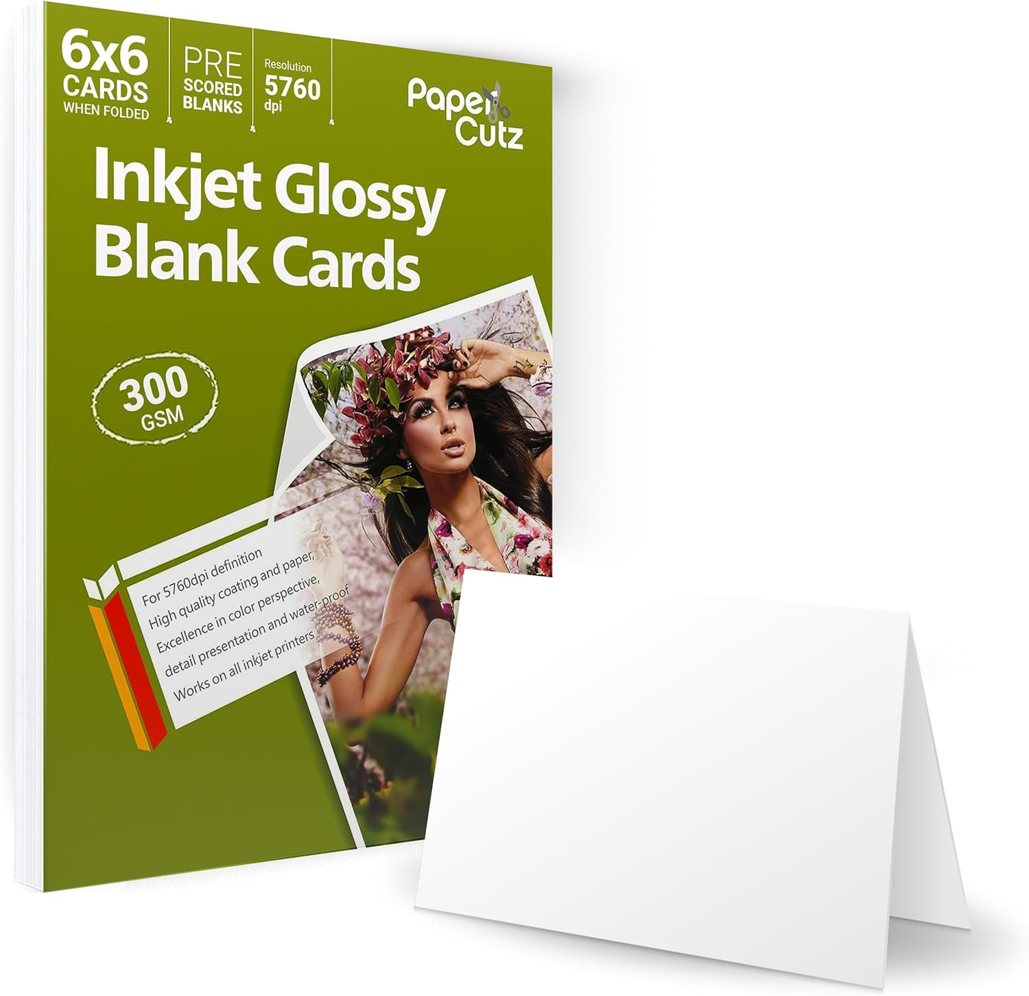 PAPERCUTZ 6x6 White Blank Cards (300 GSM) (200 Cards), High Gloss Folding Greeting Cards, White Blank Cards for Inkjet Printing, Eco-friendly, Universal for all Inkjet Printers, 6" X 6" Cards