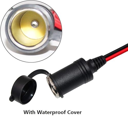 Miniatura 3 de SPARKING Cable de extensión para encendedor de cigarrillos de automóvil hembra de 12 pies y 12 V con clips de cocodrilo de batería, cable de