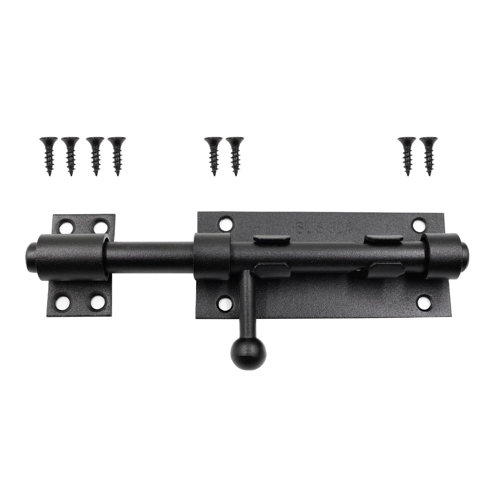 Anhoer 6 Inch (150mm) Heavy Duty Black Tower Bolt, Stainless Steel Sliding Gate Latch with Padlock Hole, Secure Barrel Slide Lock for Garden Sheds, Doors & Garages