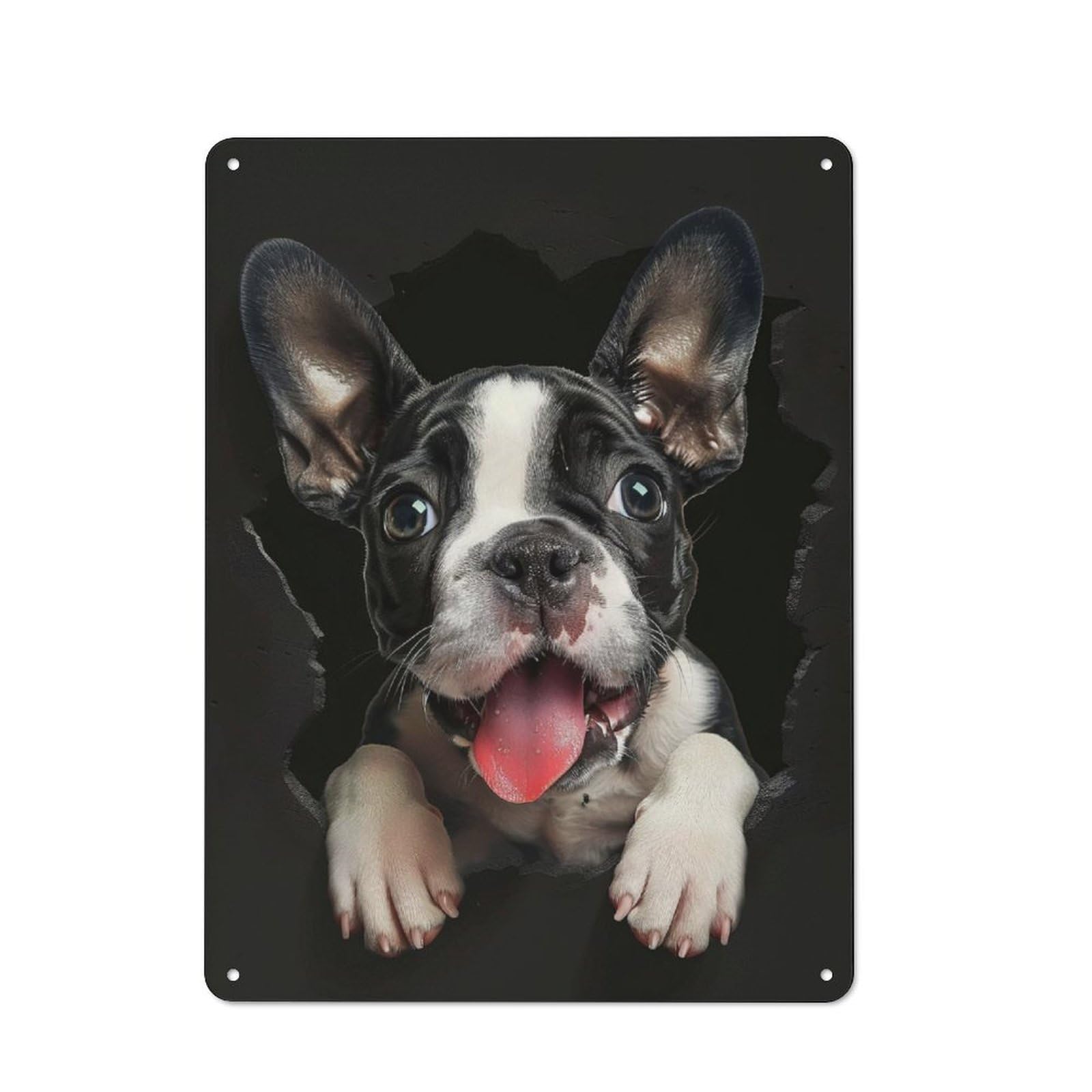 Junmoney Boston Terrier 40X30cm Retro-Style Tin Sign With For Café Or Home Bar, For Metal Sign Collectors, For Garage And Workshop Walls