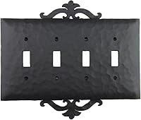 Vista 3 de Cubierta de placa de interruptor de palanca Quad de hierro forjado de desplazamiento español rústico EPH341 (bronce)