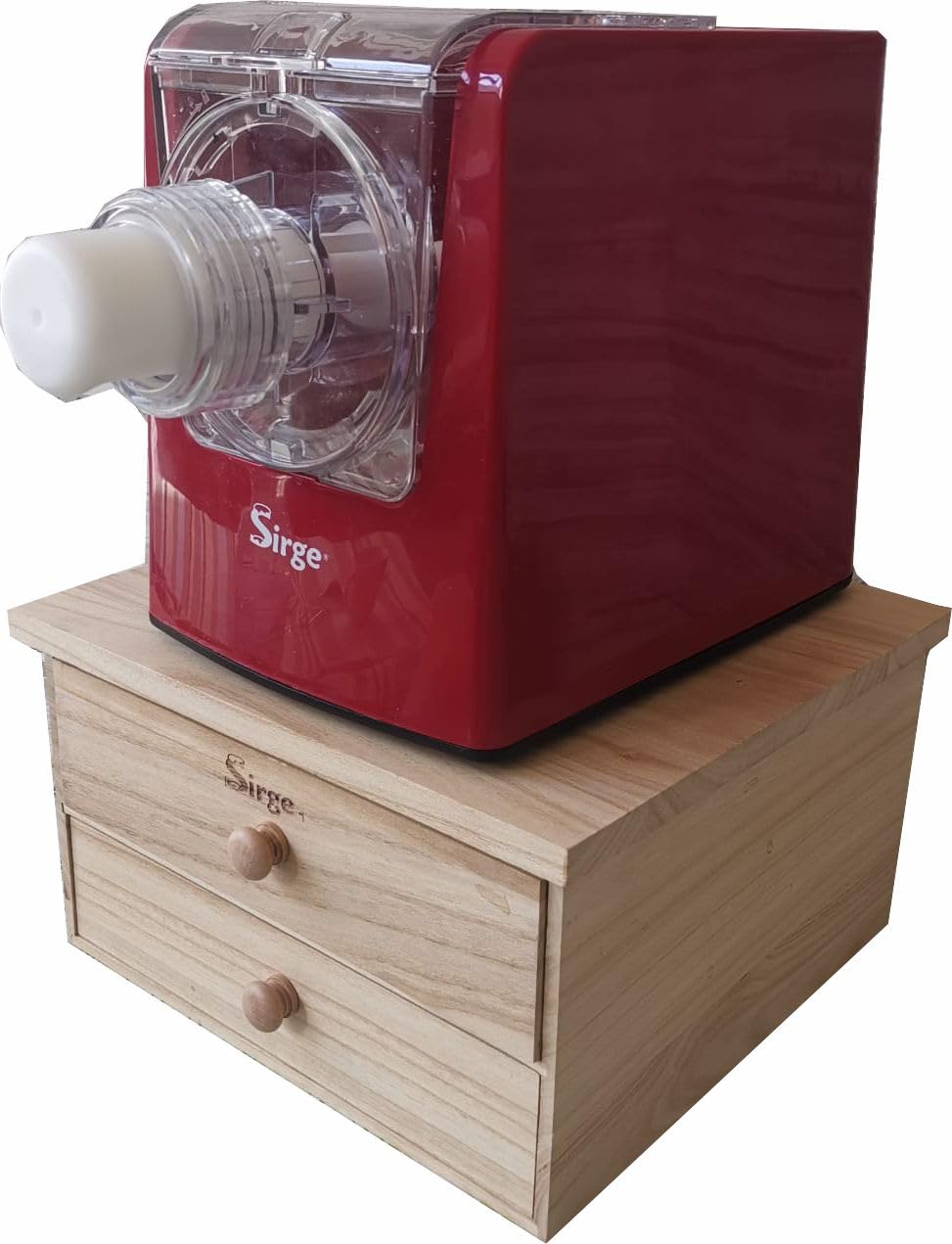 Sirge PASTAMCASS Macchina per la Pasta Fresca con 22 trafile e CASSETTIERA porta Accessori in legno solleva macchina