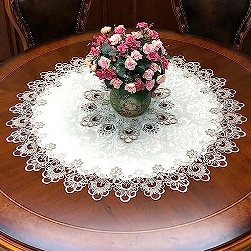 Nappe ronde en dentelle à fleurs 60cm pour décoration de table - 2