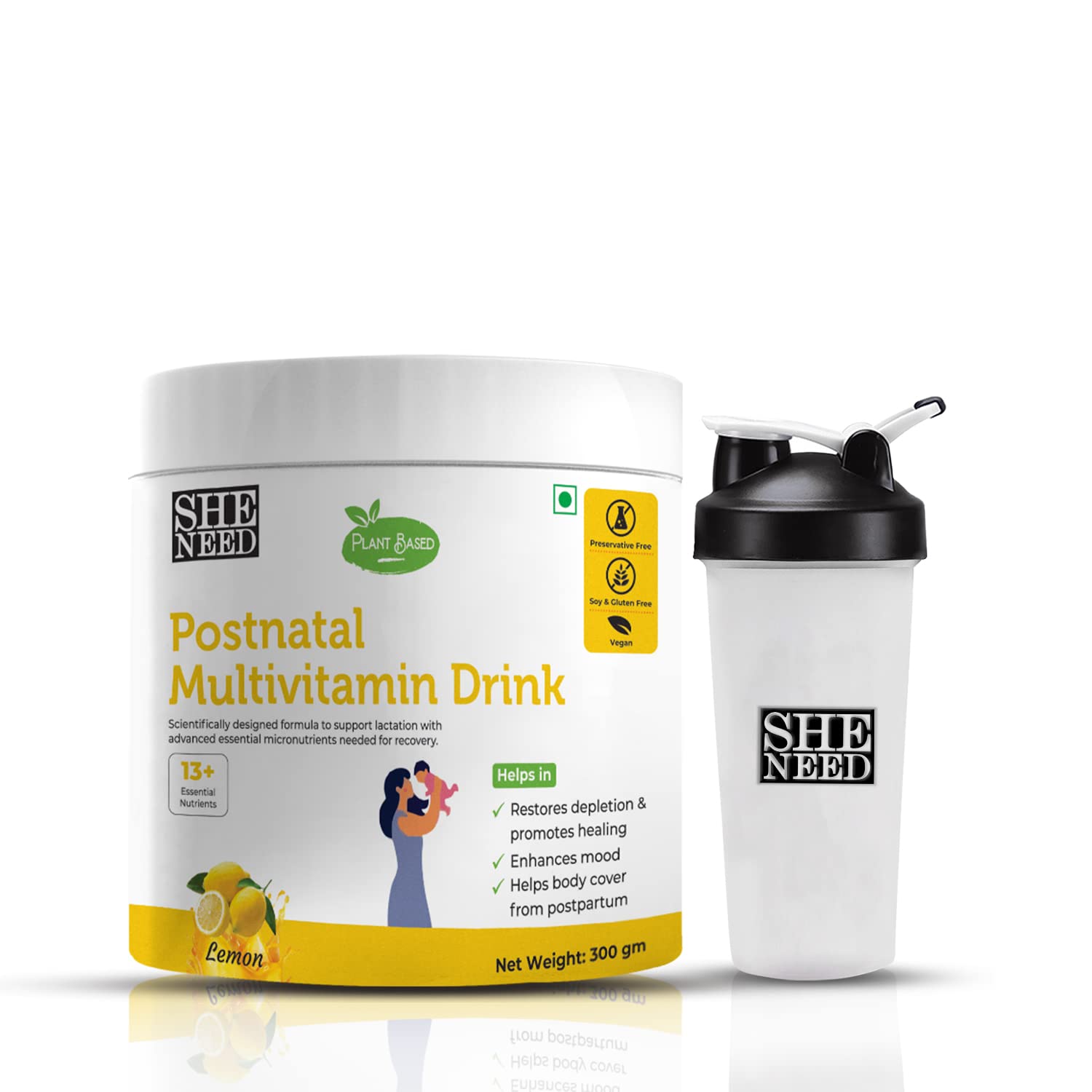 SheNeed Plant Based Postnatal Multivitamin Drink With Fenugreek Extract, Fennel, Folic Acid, and Calcium for Hormonal Balance, Lactation Support & Postpartum Recovery for Women- 300gm (B09D9HKV2B) Amazon Price History, Amazon Price Tracker