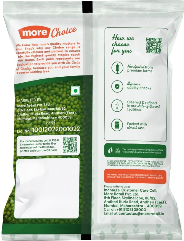 More Choice Whole Green Moong, 500g - Image 2 thumbnail