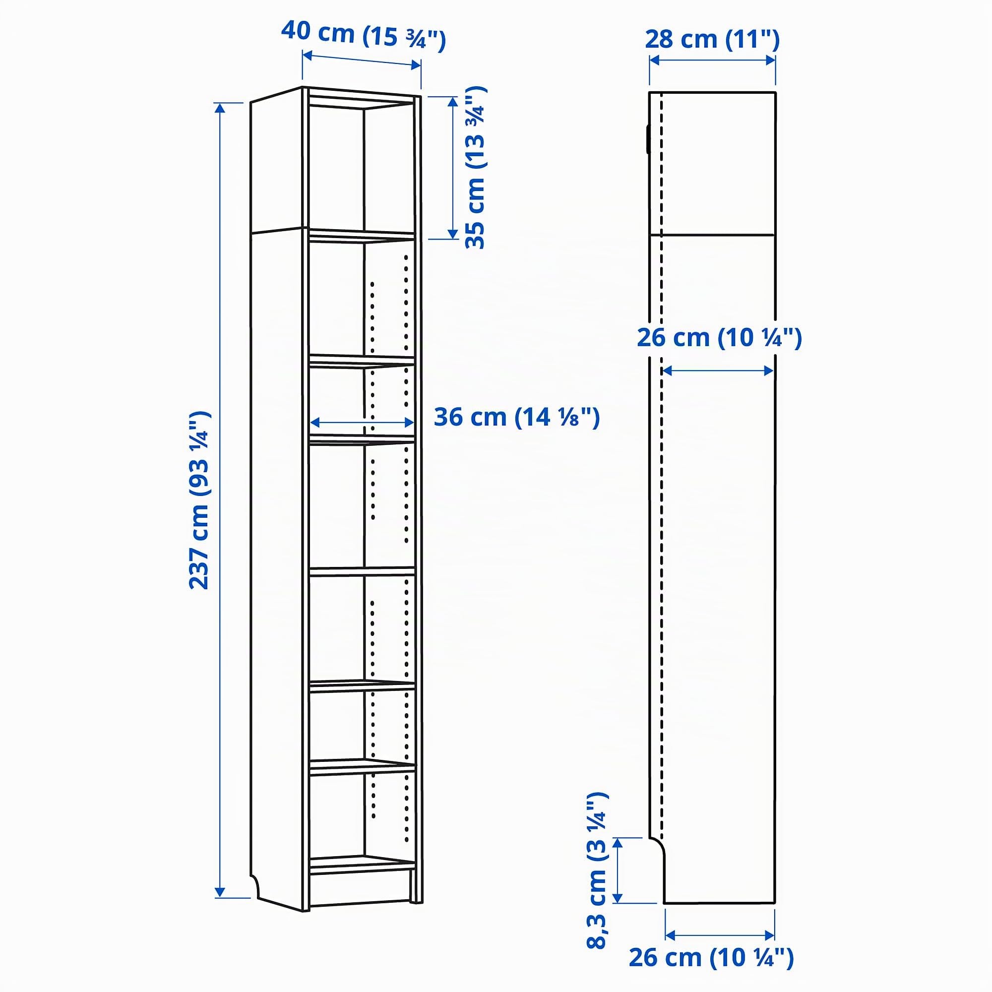 IKEA Bibliothèque Billy 40 x 28 x 237 cm, placage frêne marron