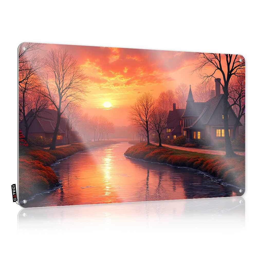 Fzfn Colour Matal Sign Guest Campsite Modern Decor Sunset Serenity In The Village - Easy To Hang Art(30X40cm)
