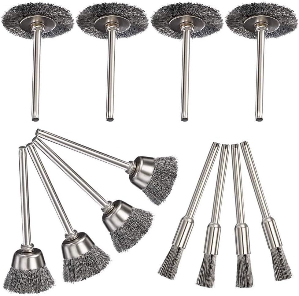 60 Pieces Wire Cup Brush Set,Vankcp Power Rotary Tool Buffing Wheels Small Wire Brushes Set for Drill Grinder Rotary Tools