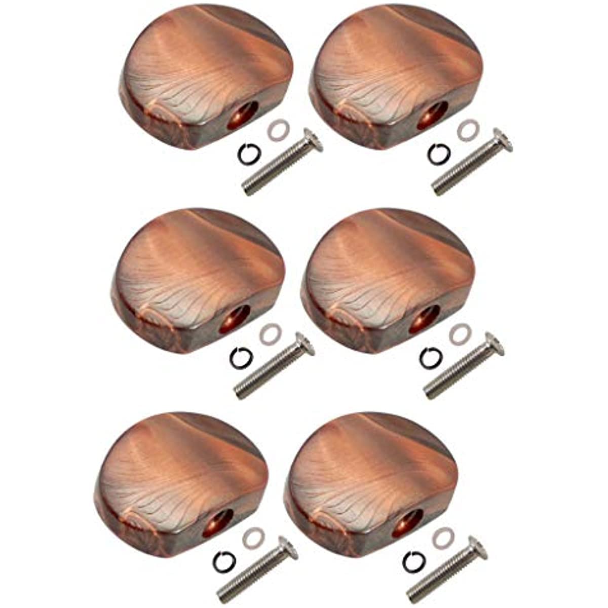 Jojomis Pack of 6 Universal Guitar Tuner Machine Head Semicircle Buttons Tuning Key Replacement Coffee, with Screws and Gaskets