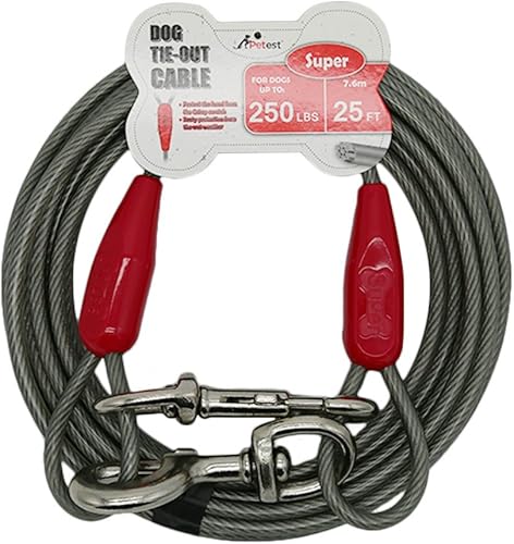 Miniatura 1 de Petest Cable de amarre de 25 pies con cubierta de crimpado para perros de hasta 250 libras
