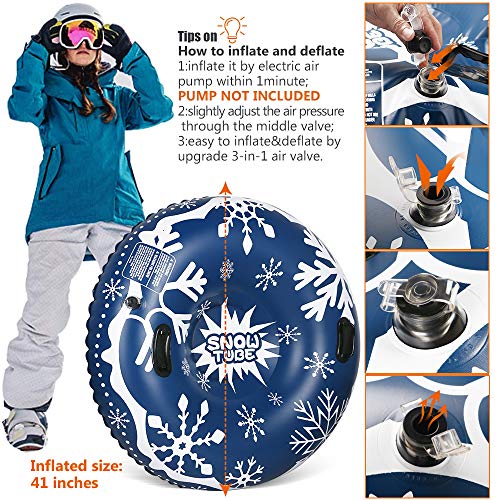 Winzwon Snow Tube for Adults and Kids 47 inch Large Heavy Duty Inflatable Snow Sledding Tube with Handles for Winter Christmas Snow - Thumbnail 6