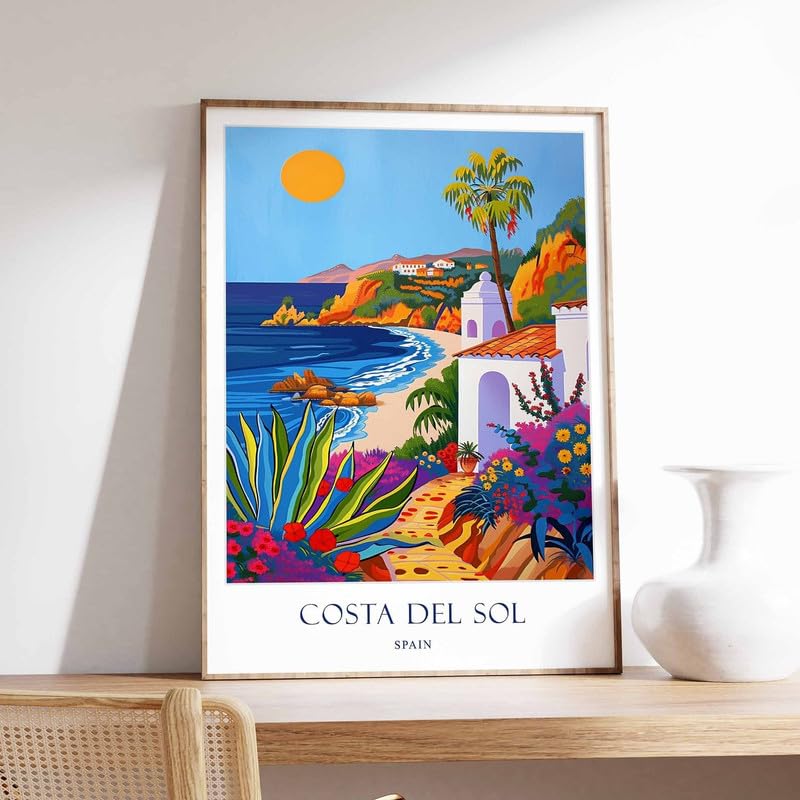 2 Costa Del Sol Poster Spain Poster Andalusia Poster Mediterranean Poster European Poster Costa Poster A5 - Wall Art Home Decor Movie Poster Canvas Film Cinema Retro Vintage Cult Classic Nostargic Sa