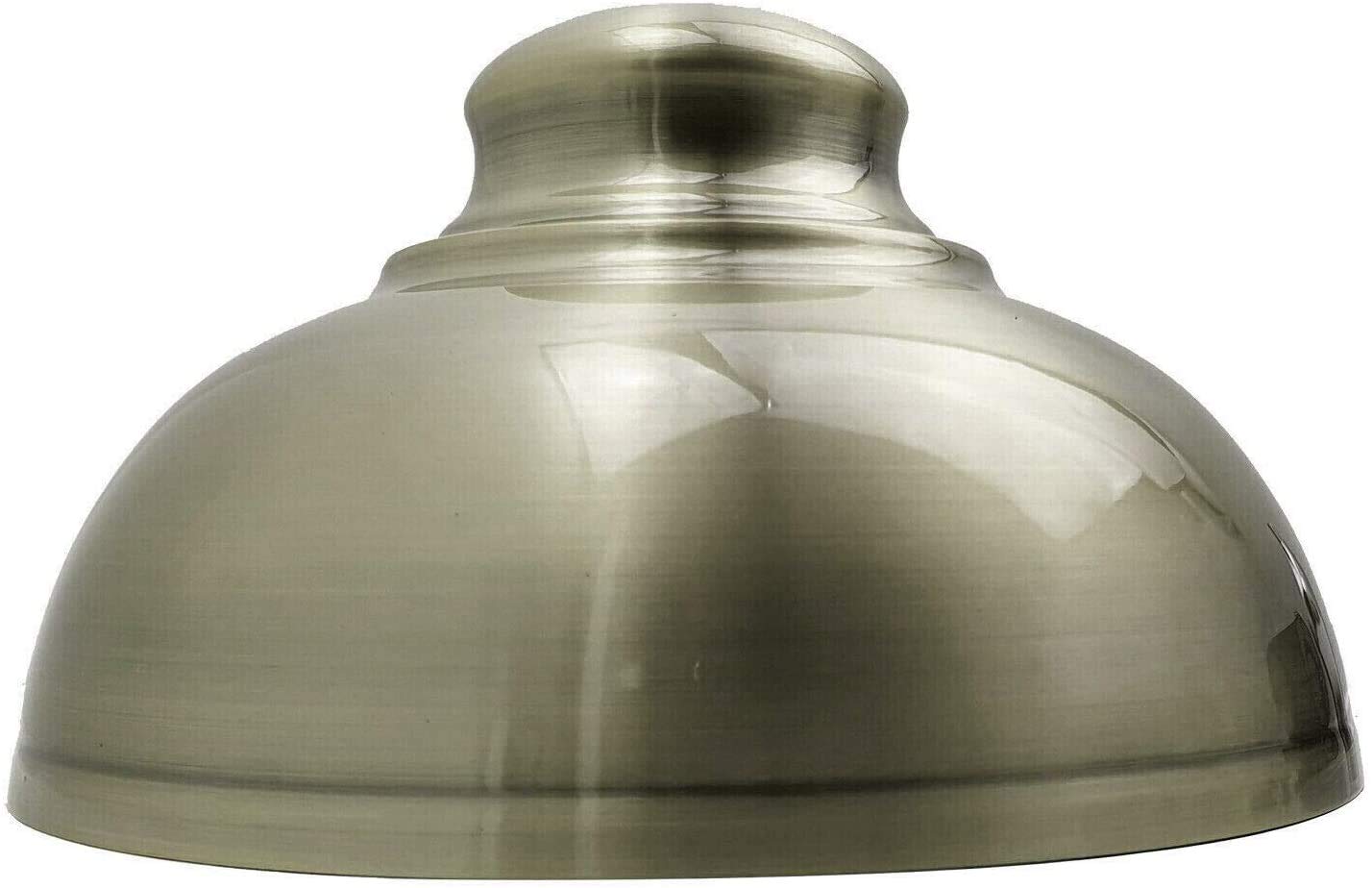 Modern Retro Industrial Light Shade, Easy Fit 29cm Lampshade, Curvy Shaped Metal Shade, Vintage Rustic Light Shade for Kitchen, Living Room (Green Brass) — image 1