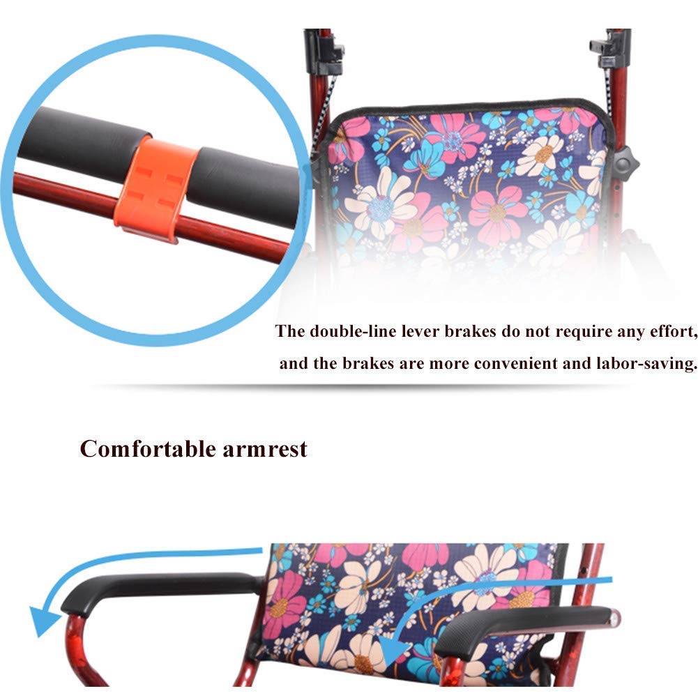 Andador, carrito de compras plegable, andadores de cuatro ruedas Andadores Carro liviano ajustable en altura con asiento acolchado y canasta de transporte Todo está bien (A)