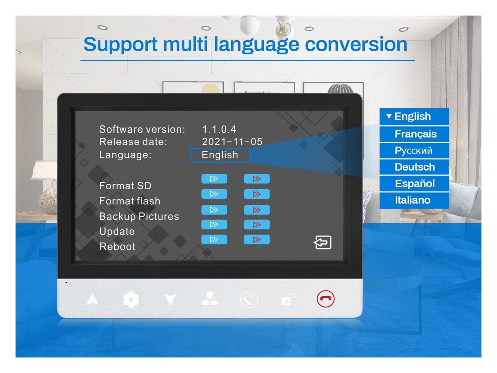 Videocitofono, di videocitofono cablato TFT da 7 Pollici con Supporto Telecamera 1000TVL Registrazione/Istantanea Campanello Supporto Solo 1 Monitor(Built-in power-64G)