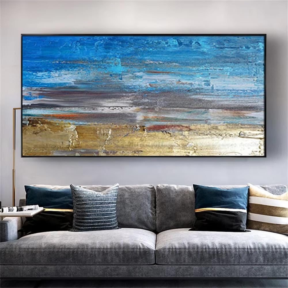 IHHGNB 1pc Canvas Painting Modern Large Living Room Decor with Paintings on Canvas Dark and Light Blue Poster Prints Artwork(20x40cm(8x16in)/No frame)