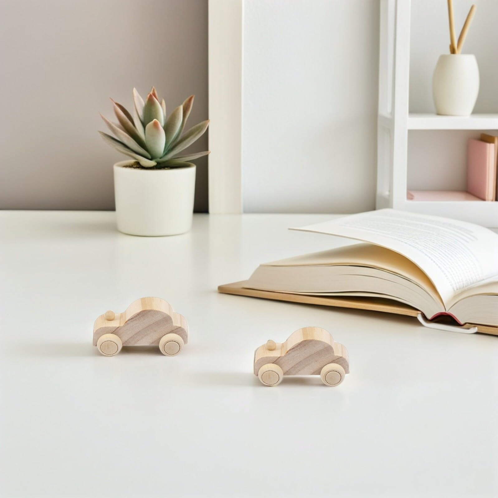 ERINGOGO Macchinine in Legno da Dipingere 12 Pezzi per Bambini | Color Khaki, Set Artigianale Fatto a Mano, Uso DIY per Attività Creative All'aperto