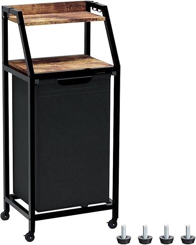 Cesta de lavandería Timberer, clasificador de ropa, cesta de lavandería rodante con ruedas, 2 estantes, 18 galones (68L), bolsas de tela Oxford