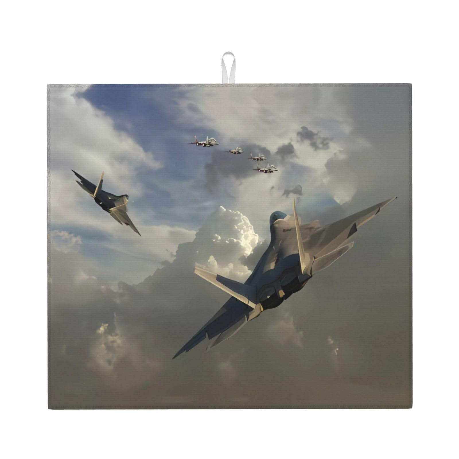 HJFCZH Airplane Prints Kitchen Drying Mat – Absorbent Microfiber Throw for Dishes, Non-Slip Counter Cover, Quick-Drying Layer with Fade-Resistant Print