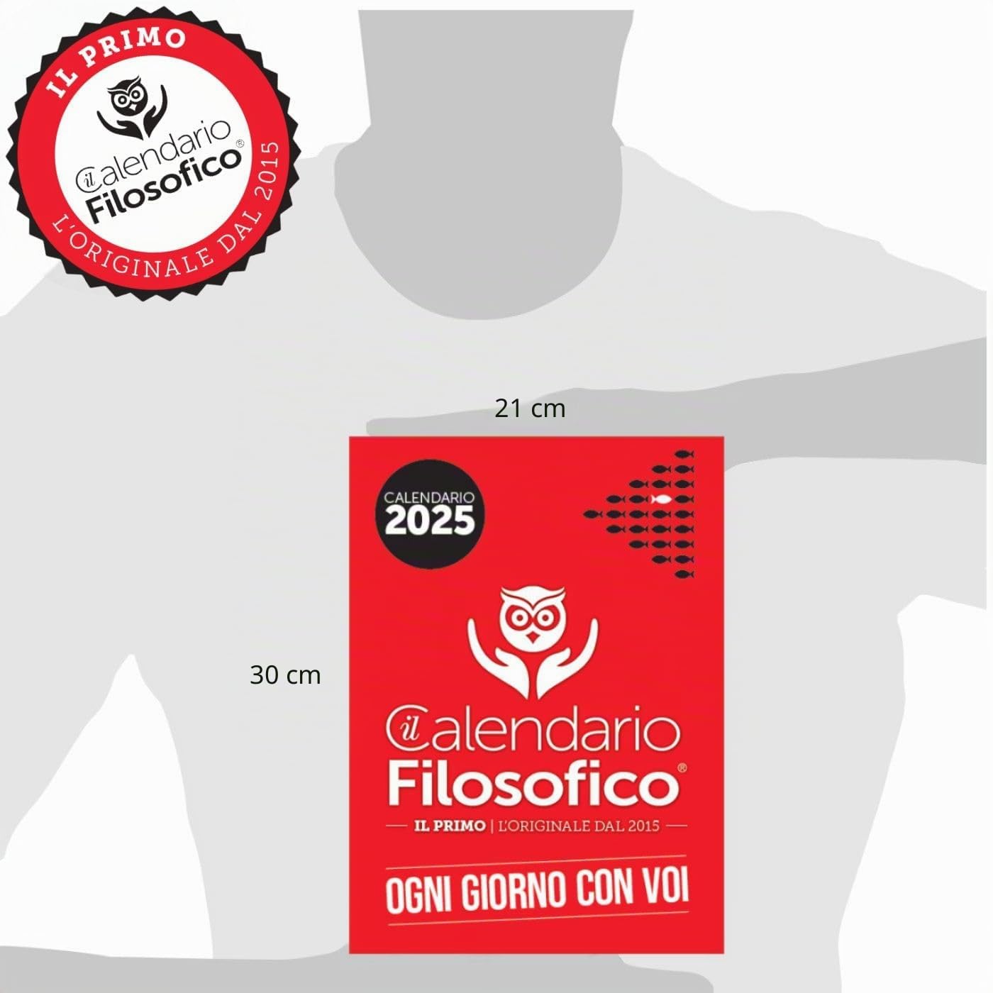 Il Calendario Filosofico 2025 con Supporto in Legno, Formato A4 da 21x30 cm, Il Primo e L'Originale Calendario da Tavolo con 365 Giorni di Frasi Filosofiche, Leggi Ogni Giorno Una Frase