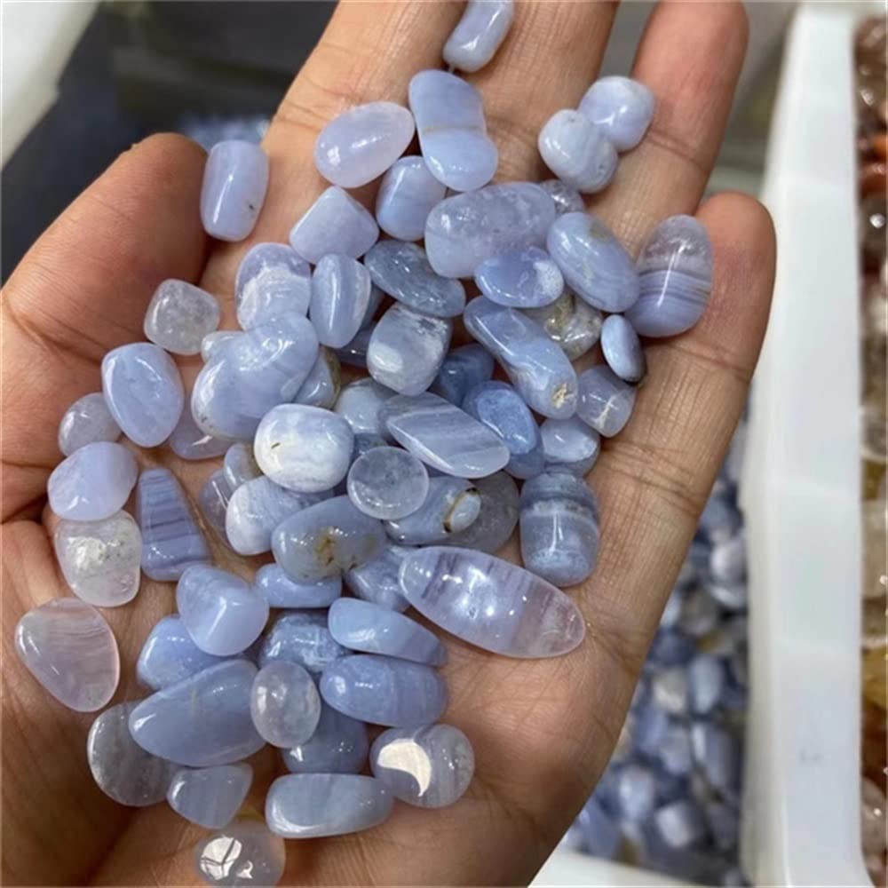 Haussammlung Natürliche Magie, natürlicher Blauer Spitzen-Achat, Edelstein, Kristalle, Steine, Splitter, Kies, Trommelstein for Fengshui(Size:Approx 5-8mm)