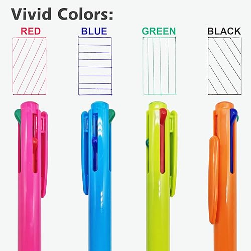 Miniatura 2 de DAMPEN Bolígrafos de colores 4 en 1, juego de bolígrafos retráctiles, punta fina de 0.028 in, colores surtidos, paquete de 12 para oficina y escuela