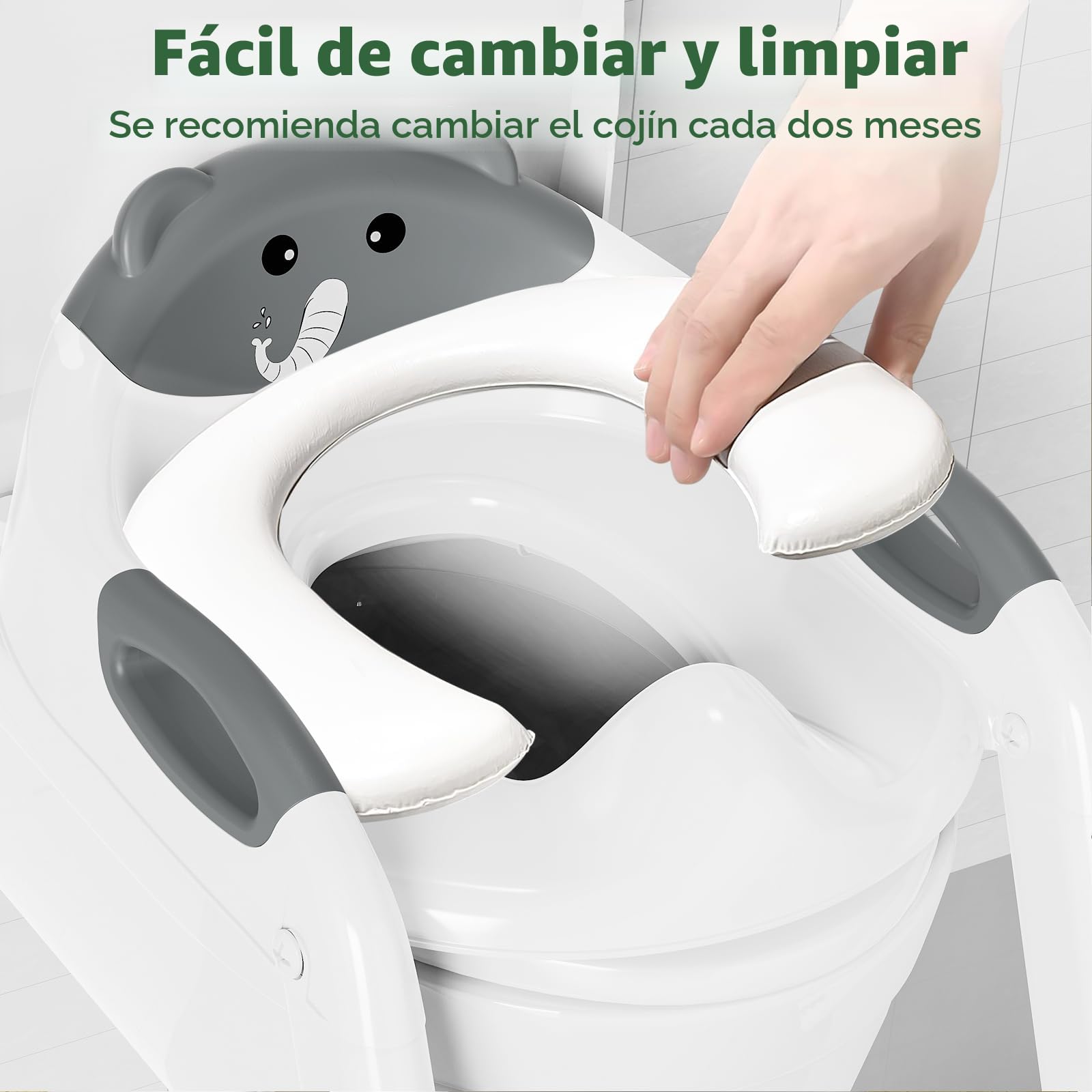 adaptador wc niños, Plegable Portatil Infantil Asiento Inodoro, inodoro de entrenamiento 2 en 1 para niños, cojín antideslizante y antisalpicaduras, taburete de escalera