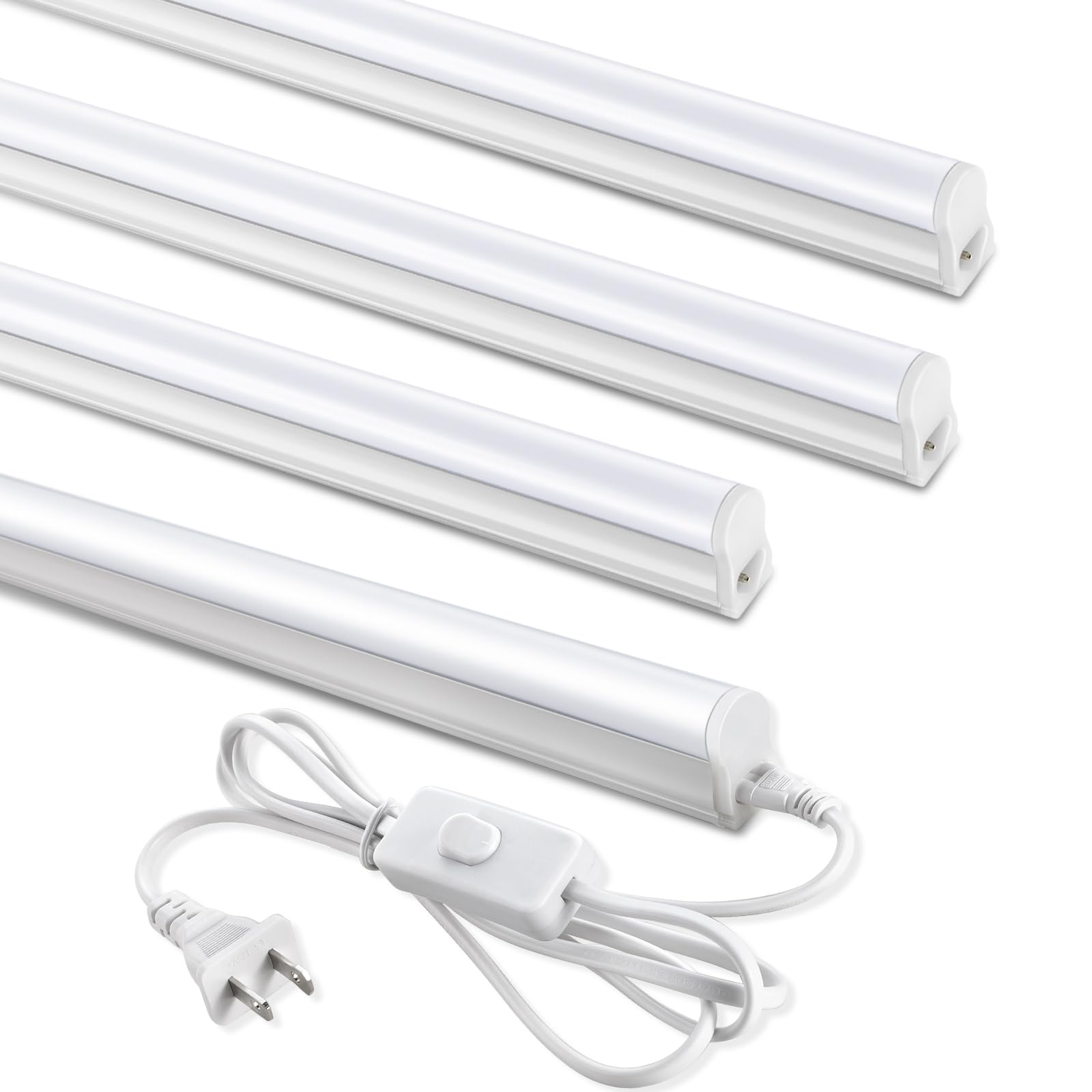 4 Pack 4FT T5 LED Shop Light 6500K 20W 2300LM Super Bright White Linkable LED Integrated Fixture Garage