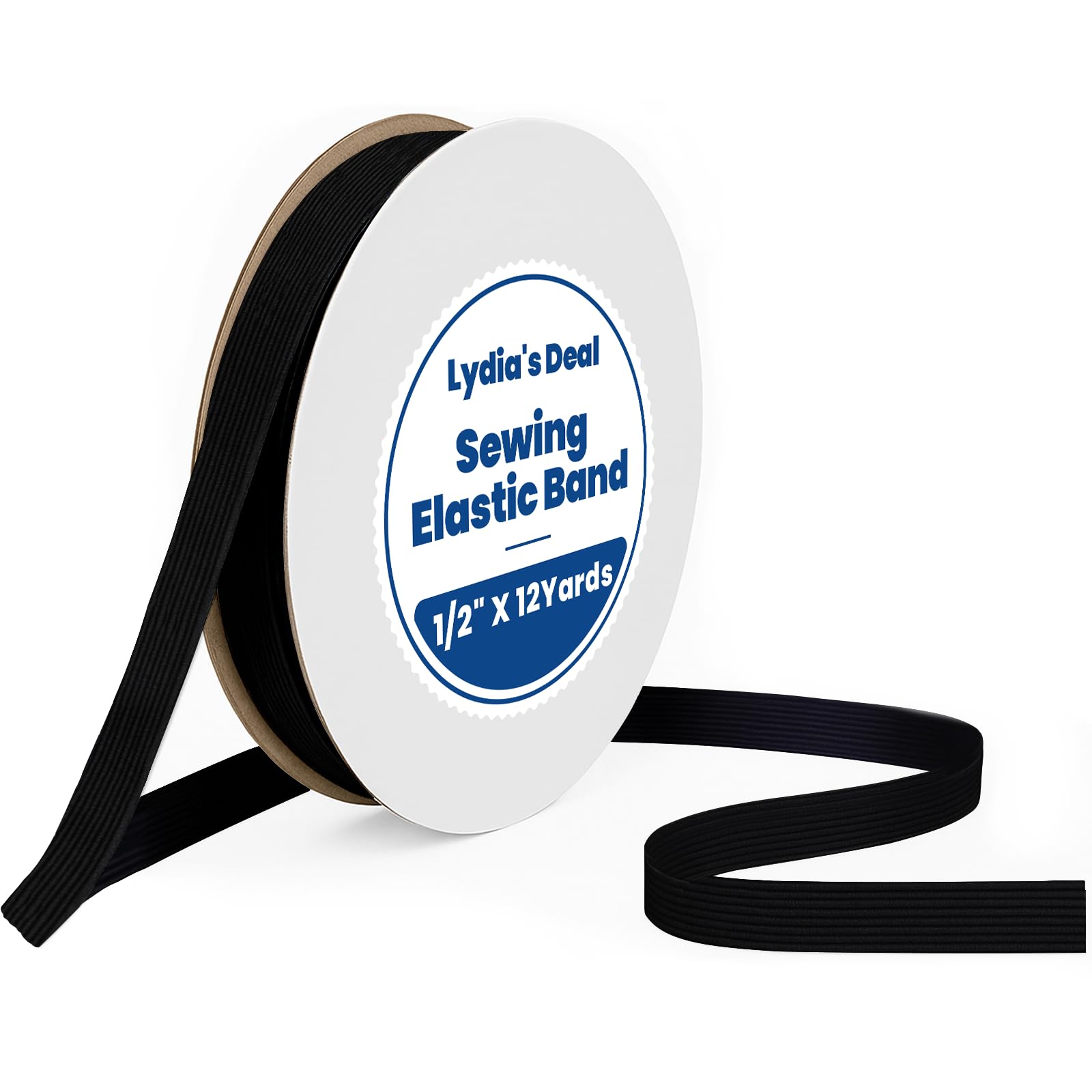 Elastic Band for Sewing 1/2 Inch Wide 12 Yards, Durable & Soft High Elasticity Stretch Elastic Bands Cord for Sewing, Waistbands, Pants, DIY Crafts, Black